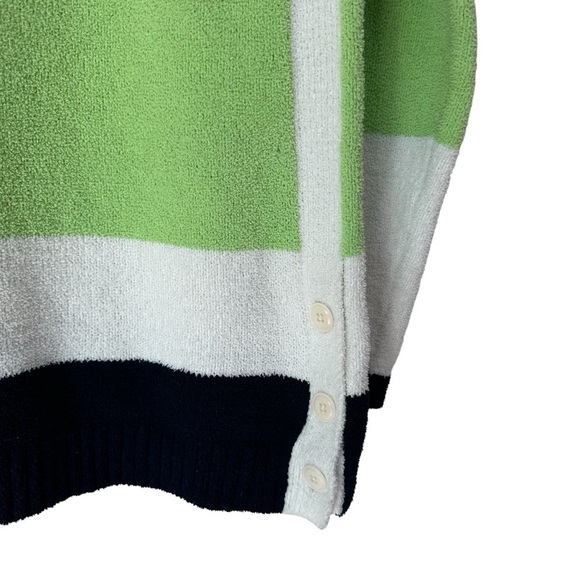 Talbots White, Green, Navy Summer Long Sleeve Sweater, Large Petite - Picture 3 of 10